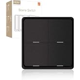 MOES Wireless Smart Scene Switch Button, Require MOES Zigbee HUB, White | Support Home Assistant &amp; Zigbee2MQTT, Tuya Battery Powered Included 12 Scene Controller Light Switch for Smart Home 4 Gang