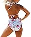 LittleLittleSky Womens Sexy Strappy Floral Print Retro High Waist Swimwear Swimsuit Two Piece Bikini Bathing Suit ((US 4-6)S, Floral Print)