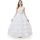 YLMTOP 5 Layer Ruffles 4 Hoops Petticoat Crinoline Underskirt for Wedding Dress Quinceanera Gown YPT345L White