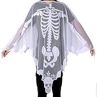 Aytai Halloween White Lace Skeleton Poncho for Women, Day of The Dead Costume, Skeleton Costume 60 x 60 Inch