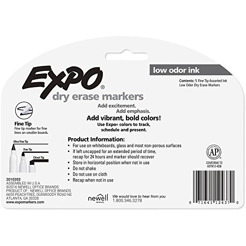 Expo Fine Tip Dry Erase Markers (5-Pack) - Image 2