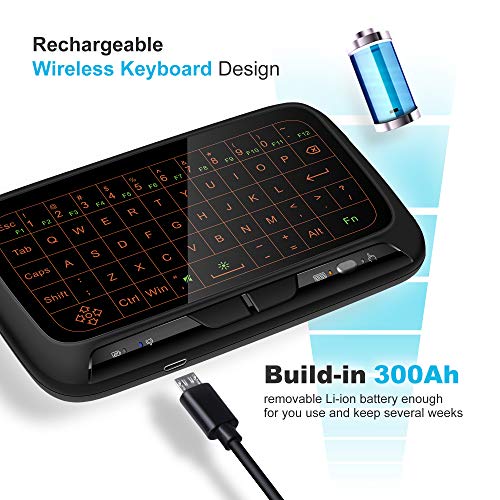 ILEBYGO 2.4Ghz Mini Wireless Keyboard Touchpad Combo with 3 Level Backlit Rechargeable Full