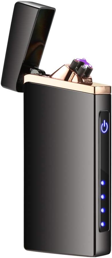 Leejie Electric Arc Lighter USB Rechargeable Lighter Windproof Flameless Lighter Plasma Electronic Lighter with LED Power Display (Black)