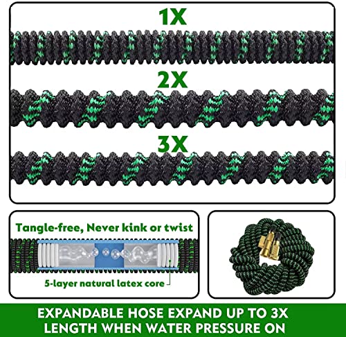 Expanding Garden Hose 75 ft - Expandable Garden Hose Leak-Proof with 3 -Layer Latex Core - 2026 Version/New Patented,Lightweight, Durable, No-Kink Flexible Retractable Water Hose