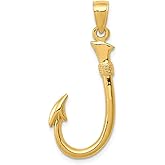 The Black Bow 14k Yellow Gold 3D Fishhook Pendant