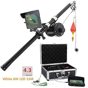 Ayanx Le Kit De Caméra Vidéo De Pêche Sous-marine En Alliage D’aluminium 6w Led Blanche S’allume Avec Un Moniteur Couleur Hd De 4,3 Pouces