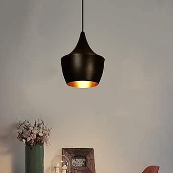 Lámpara de Comedor Exterior Negro Interior Dorada Lámpara Colgante