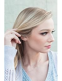 HONEYCAT Aretes dorado, dorado rosa o plateado con diseño de luna de cristal pequeño y delicado