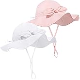Baby Girl Sun Hat Summer Foldable Beach Hats with UPF50+ Sun Protection Wide Brim Toddler Bucket Hat Cap