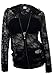 eVogues Plus Size Lace Zipper Front Hoodie Top Black