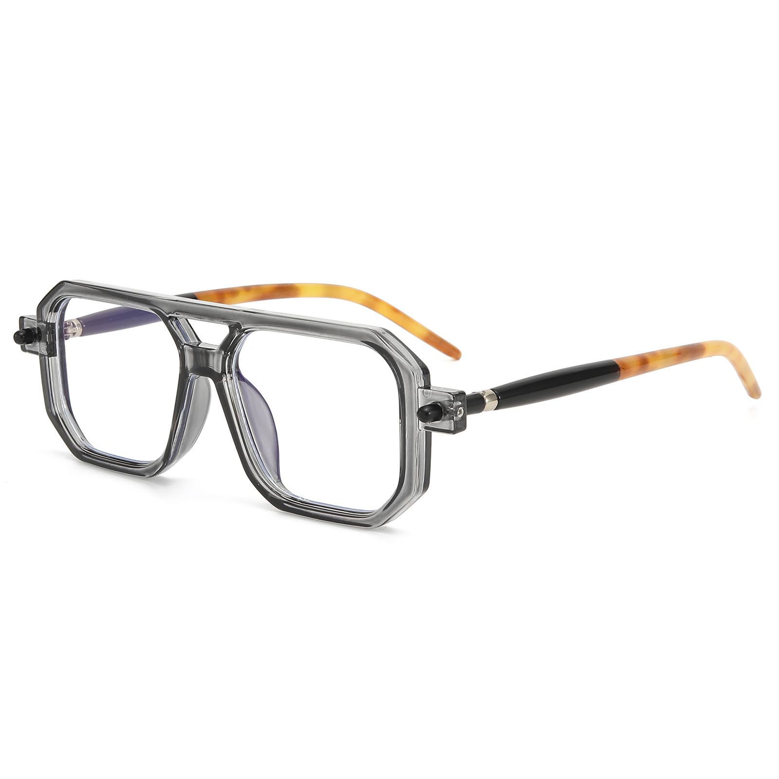 LJCZKA Square Blue Light Blocking Glasses for Women Men 70s Pilot Style Square Computer Glasses Anti Eye-Fatigue