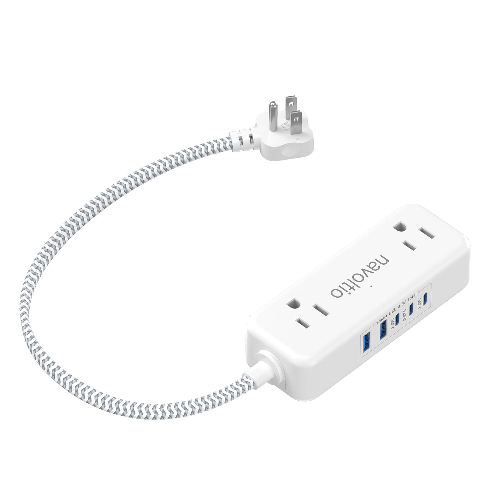 Photo 1 of Short Extension Cord 1 ft -4 AC Outlets with 5 USB (5V/4.8A), Small Power Strip, Ultra Thin Flat Plug Extension Cord for Home Office College Dorm Essentials