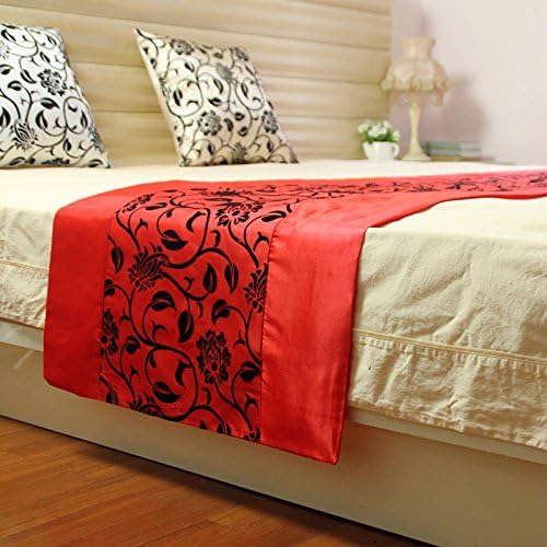 SAEKLL-TV cabinet table runner, flocked table runner 33195cm/0.15kg,Red