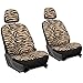 OxGord 21pc Set of Zebra Print Car Seat Covers w/Deluxe Velour Animal Carpet Floor Mats, Steering Wheel Cover & Shoulder Pads - Airbag Compatible - Front Low Back Buckets - 50/50 or 60/40 Rear Split Bench - Universal Fit for Cars, Truck, SUV, or Van, Brown, Beige, Tan