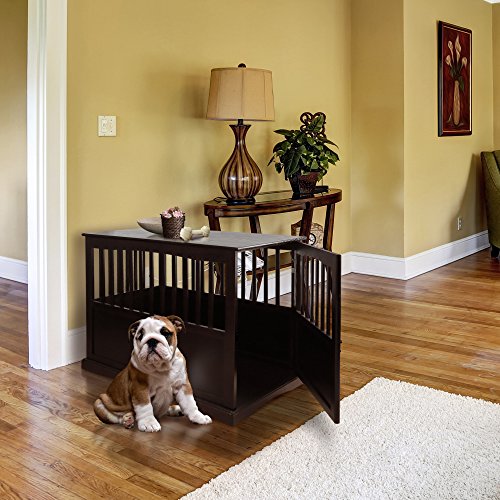 Casual Home Wooden Large Pet Crate, End Table, Espresso, 24 x 36.5 x 29