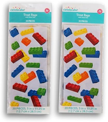 Building Bricks Birthday Party Favor Loot Bag - 40 Count