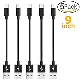 Micro USB Cable Nylon Braided High-Speed USB to Micro USB Charging Cables (5-Pack) (Black, Short 9 Inch)