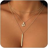 PDWZNBA Layered Initial Necklace for Women, 14K Real Gold-Plated A-Z Letter Necklace Cute Initial Necklace 3-Layer Adjustable Necklace Set Trendy Jewelry Gifts for Women