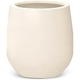 DEPLA LANE Sereno Fiberstone Tapered Planter, Matte Finish (S, Cream White) | Modern Planter for Indoor Outdoor Use, Lightweight, Crack-Resistant, Minimal Home Decor (7.7" Pot Opening x 11.0"D x 11.8"H)