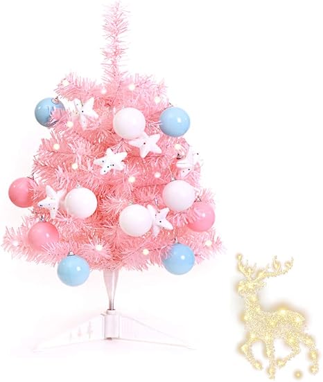 Amazon Co Jp 人工のミニクリスマスツリー小さなクリスマスツリーのledライトクリスマスの装飾2フィートのピンクのデスクトップの装飾 ホーム キッチン