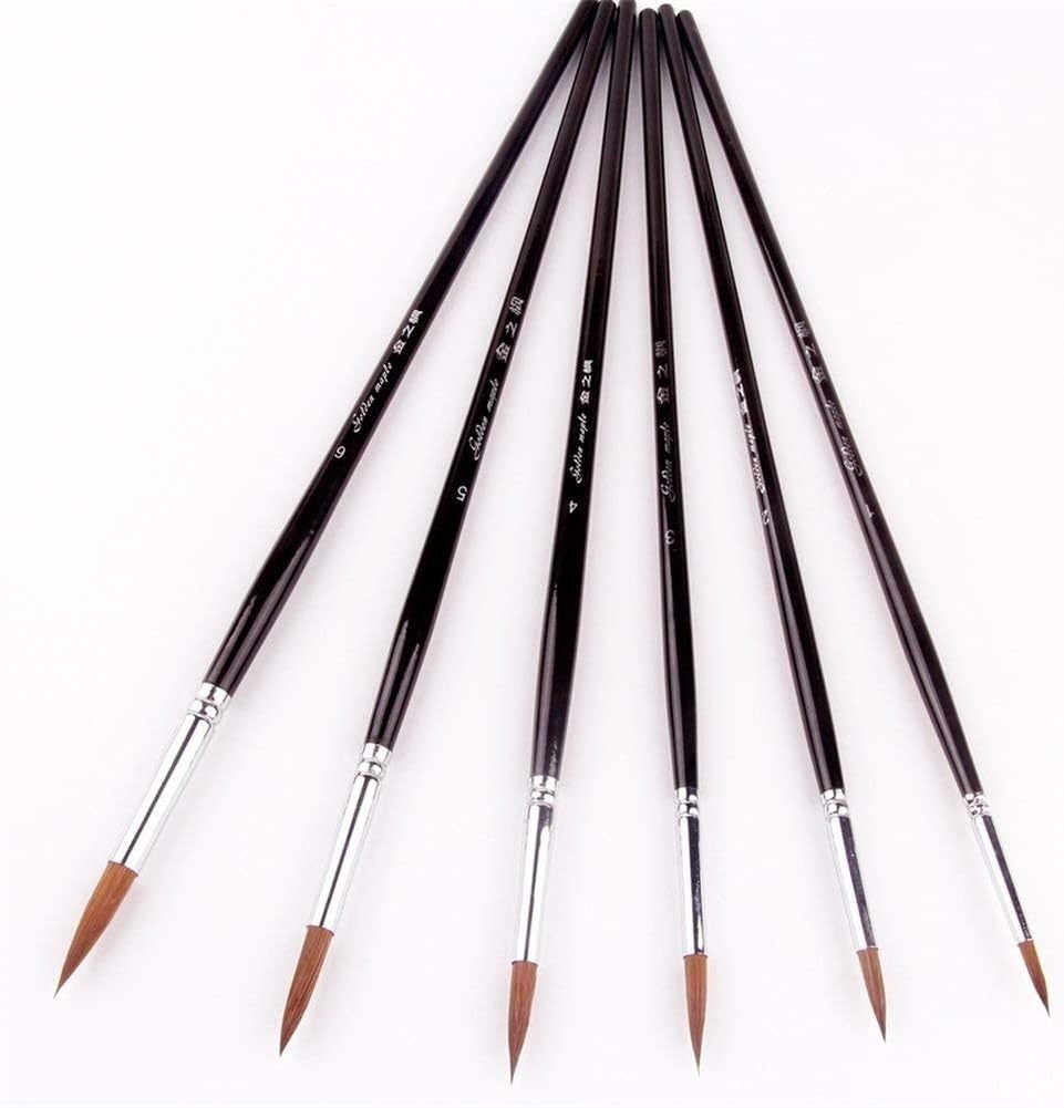 Detail Artist Paint Brushes Miniature Red Sable Artist Brushes Set for Acrylic Watercolor Painting 6 Pieces