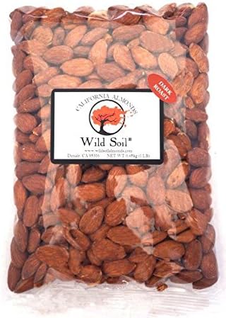 Wild Soil Almonds - Distinct and Superior to Organic, Steam Pasteurized, Probiotic, Dark Roasted 1LB Bag