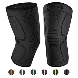 CAMBIVO 2 Pack Knee Brace, Knee Compression Sleeve Support for Men and Women, Knee Pads for Running, Hiking, Meniscus, Arthritis, and other knee issues.