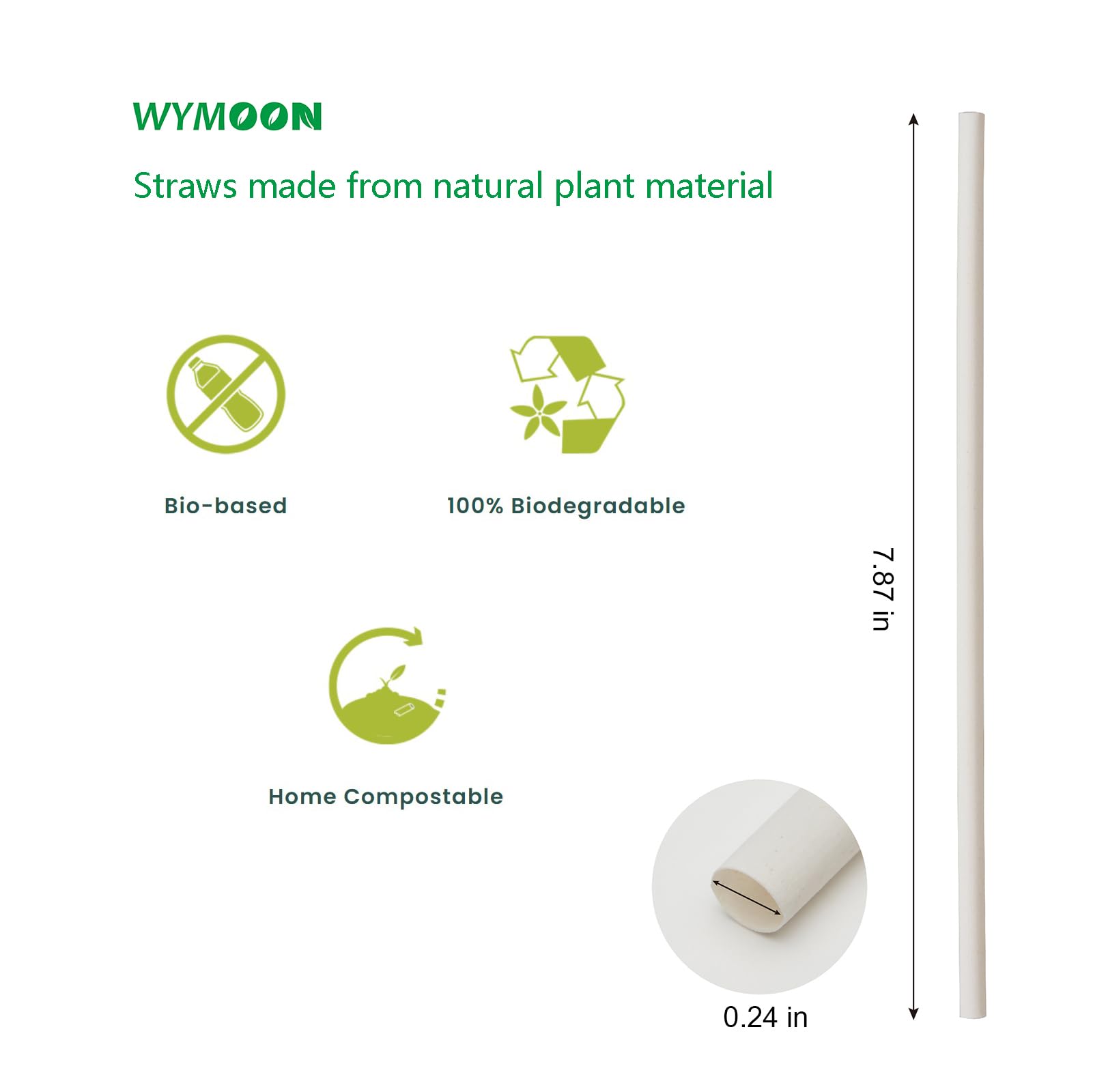 Biodegradable Straws made of Natural Plant | 200 PCS 7.8'' Compostable Eco-Friendly Drinking Straws Disposable | Durable for Hot & Cold Drinks - Image 5