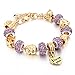 CHOKER I Love You Heart Pendant Charm Beads Bracelets Gold Plated Snake Chain Glass Crystal for Mom Grandma Daughter