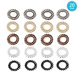 Spiral Hair Ties 20 Pcs Hair Rubber Bands Ponytail Holders for Women Girls Plastic Coil Hair Ties phone Cord Hair Tie Set