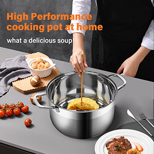 LEUGWAKN 10 Quart Stock Pot, Stainless Steel Pot with Lid for Induction | Premium 10 quart stainless steel cookware. Heavy duty large cooking pot with lid for soup, pasta, stew. Induction pot