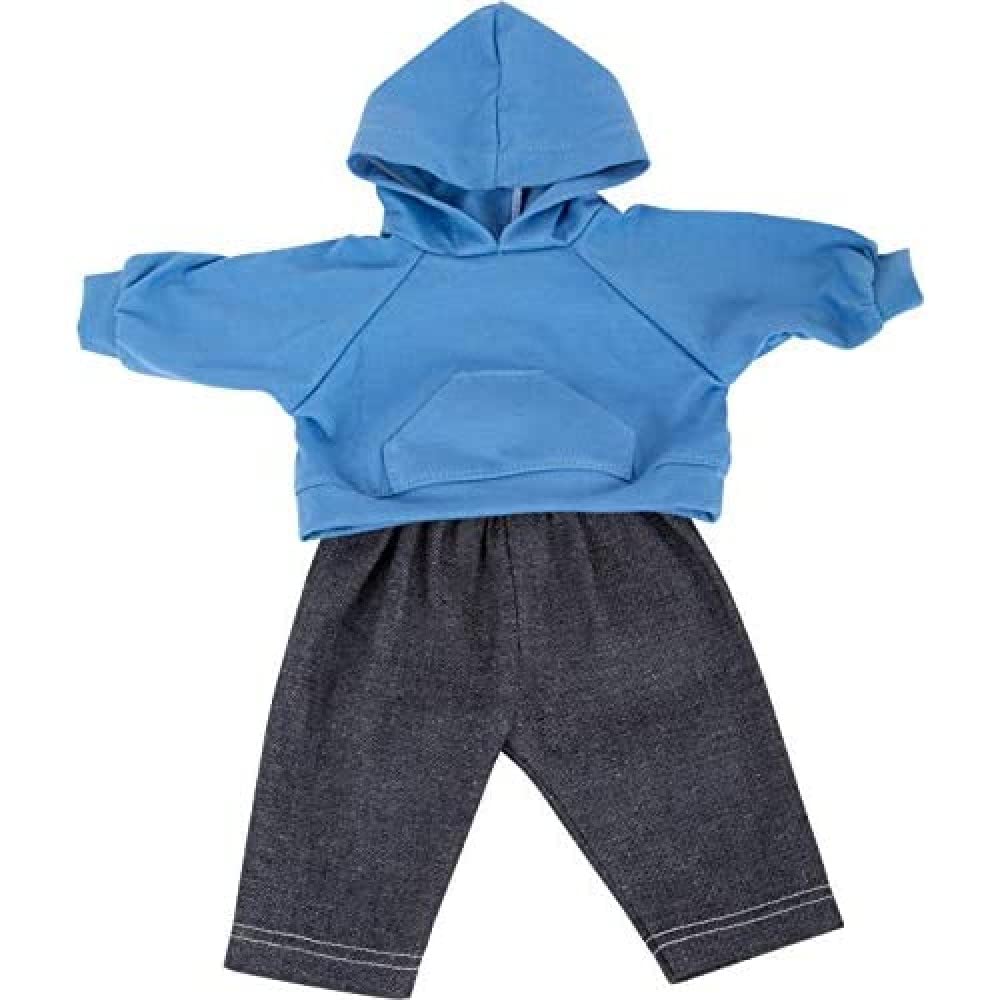Small Foot 11779 Doll's Clothes, blue hoodie pullover and trousers in a jeans look, for ages 2+ years