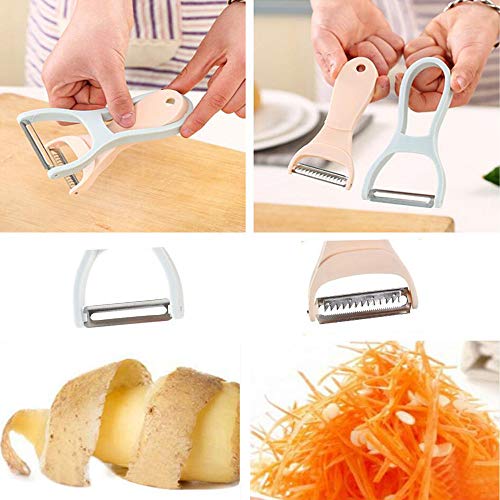 Garlic Press & Slicer - 2 in 1 Handheld Garlic Mincer Crusher Chopper Squeezer with Silicone Tube Peeler and Cleaning Brush Home Kitchen Gadgets, Bonus Vegetable Peeler