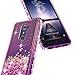 NageBee Quicksand Liquid Floating Glitter Flowing Sparkle Bling Diamond Cute Case w/[Tempered Glass Screen Protector] For ZTE ZMax Pro, ZTE Carry Z981, ZTE Blade X Max (Z983) -Pink/Purple