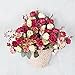 Hibery 7 Branch 21 Heads Artificial Fake Flowers Silk Rose Bouquet Wedding Home Office Floral Decor, Pack of 2 (White Pink)