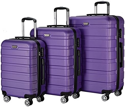 Resena Hardside 3 Piece Luggage Sets with Spinner Wheels, Travel Carry On Suitcase (Purple)