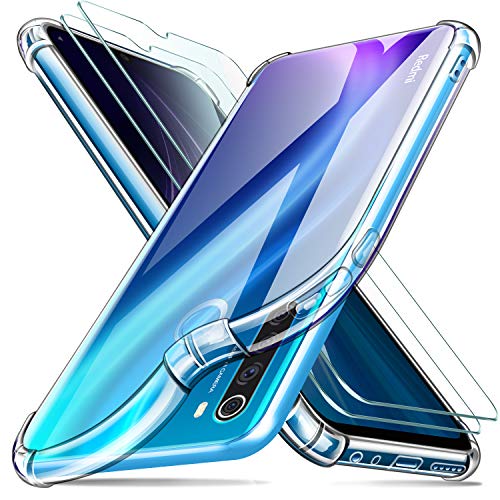 LeathLux Cover Xiaomi Redmi Note 8 Custodia Trasparente con 2 Pellicola Vetro Temperato, Morbido Silicone Antiurto…