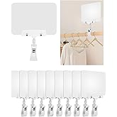 eZAKKA Double Sided Clips with Chalkboard, Rotating Sign Holder Price Tag Merchandise Sign Display Clip Holder for Store, Business, Party, Office, Exhibition, White, 10 Pack