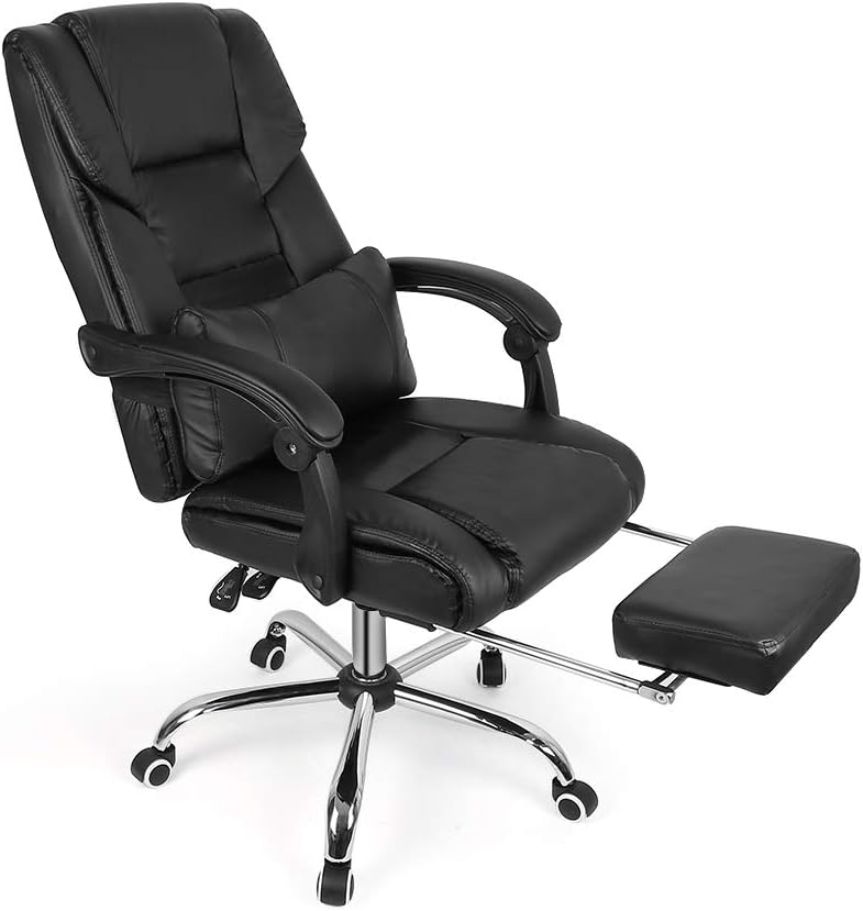 YIFAA Gaming Chair, Office Racing Chair with Footrest & Lumbar Support Ergonomic (Black, 48x50x116-126cm)