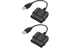 Finera 2 Pack USB 2.0 Games Controller Adapter Converter Cable, Compatible with PS1 PS2 Dual Shock 2 Joypad Gamepad to PS3 PC Game