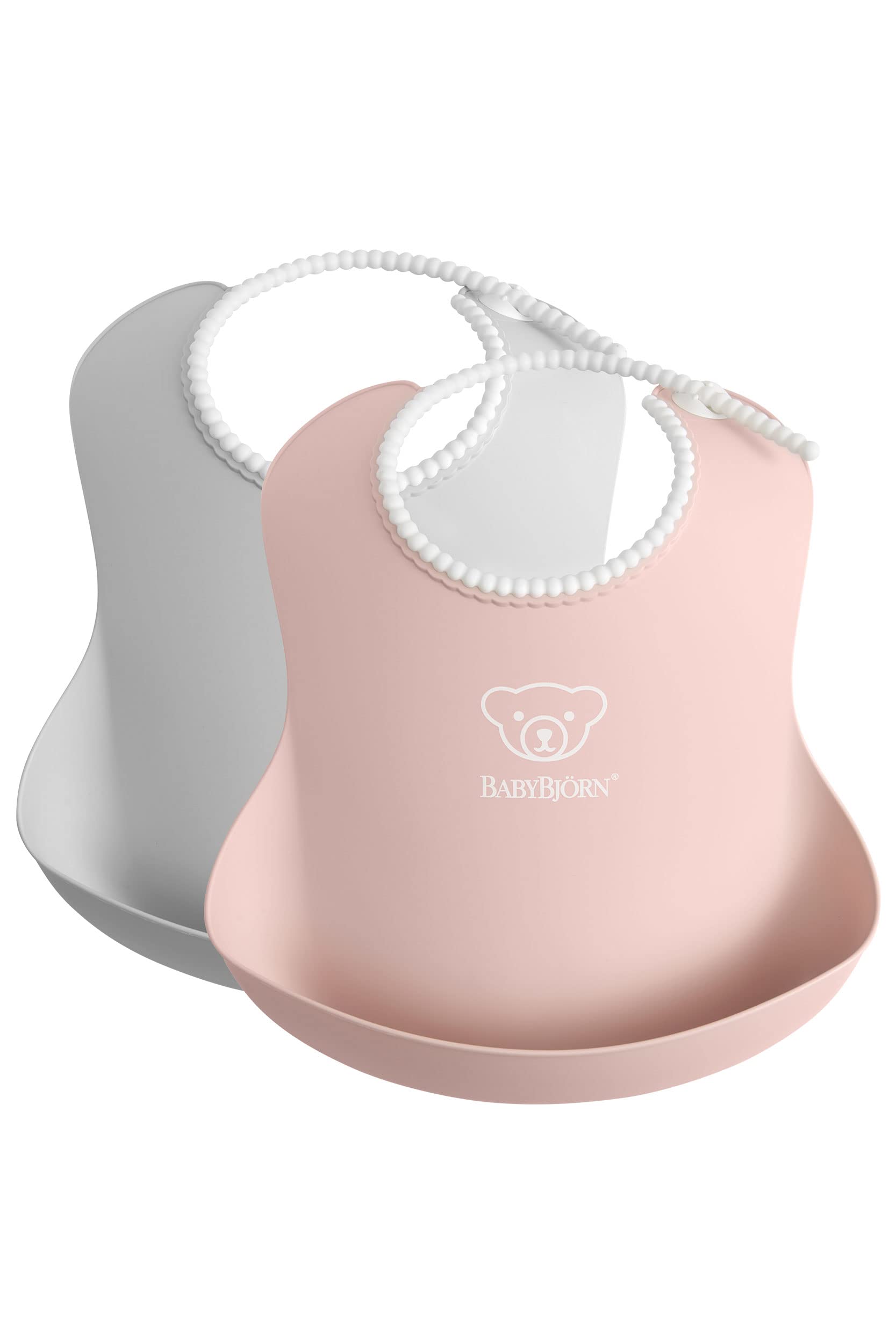 BabyBjörn Baby Bib, 2-pack, Grey/Powder pink