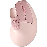 seenda Ergonomic Mouse Wireless, MOU-302 Bluetooth Vertical Mouse Rechargeable, Ergo Optical Mice with 1000/1600/2400 DPI, Volume Knob, 3 Multi-Device Connectivity for Computer/PC/Laptop/Mac, Pink