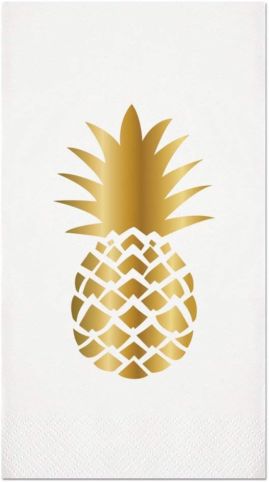 Slant Hand Towels for Bathroom Paper Guest Towels Pineapple Decor Luau Party Hawaiian Party Disposable Fingertip Towels Pack 32, 5 X 8