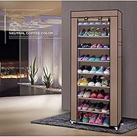 Sooneeder Shoe Rack 10 Tier Shoes Cabinet Storage Organizer Closet with Dustproof Nonwoven Fabric Cover Holds 27 Pairs