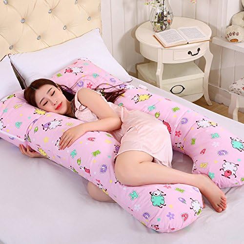 YIHANGG U Shaped Pregnancy Pillow Total Body Maternity Support Safe Hollowfiber Filled Pillow with Free Removable Cotton Crystal Velvet Pillowcase,C-1458520cm