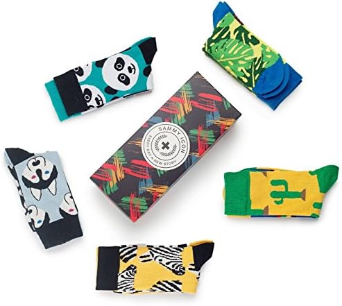Colorful Designer Socks 5 Pairs Pack. Men and Women Fashion Patterned Dress Socks (8-12)