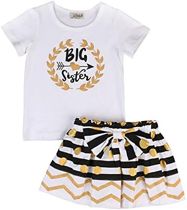 0-2T Little Sister & 1-6T Big Sister Matching Outfits Set Newborn Baby Toddler Little Girls Skirts Clothes Sets