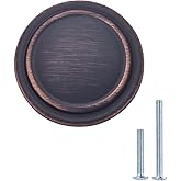 Amazon Basics Straight Top Ring Cabinet Knobs, 1.25-inch Diameter, Oil Rubbed Bronze, 10-Pack, with Mounting Screws