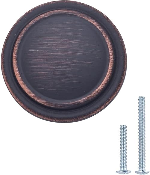 Amazon Basics Straight Top Ring Cabinet Knob, 1.25-inch Diameter, Oil Rubbed Bronze, 25-Pack