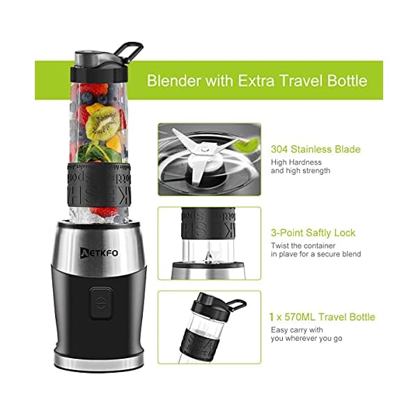 Blender-Smoothie-Maker-AETKFO-700W-Food-Processor-Mixer-3-in-1-Electric-Personal-Blender-Smoothie-BlendersChopperGrinder-Ice-Crusher-15L-Jug-Food-Container-570ml-Sports-Bottle-BPA-Free Blender Smoothie Maker, 700W Food Processor Mixer 3-in-1 Electric Personal Blender Smoothie Blenders/Chopper/Grinder Ice…